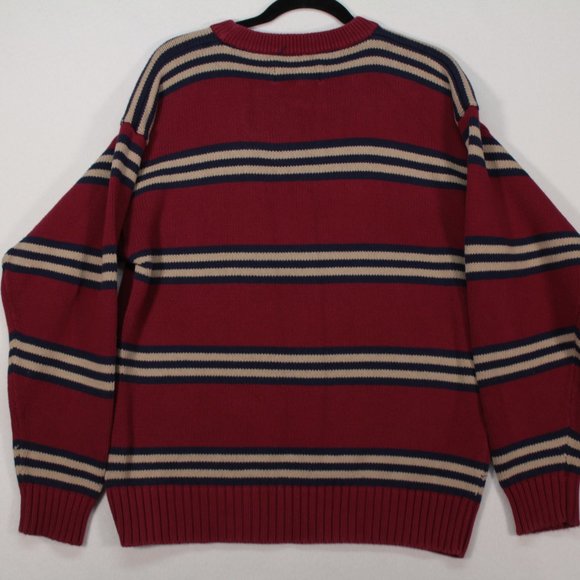 Vintage Eddie Bauer Sweater Men's Medium Red Long Sleeve Striped - Picture 9 of 12
